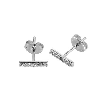 Bông tai Morgan & Paige Rhodium Plated Sterling Silver Diamondlite Cz Bar Stud Earring