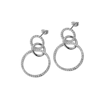 Bông tai Morgan & Paige Rhodium Plated Sterling Silver Diamondlite Cz Triple Circle Dangle Earrings