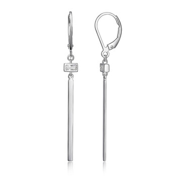 Morgan & Paige Rhodium Plated Sterling Silver Floating Baguette Drop Cz Earrings 1 Bông tai Morgan & Paige Rhodium Plated Sterling Silver Floating Baguette Drop Cz Earrings