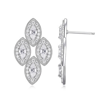 Morgan & Paige Rhodium Plated Sterling Silver Marquis & Encrusted Halo Cz Earrings 1 Bông tai Morgan & Paige Rhodium Plated Sterling Silver Marquis & Encrusted Halo Cz Earrings