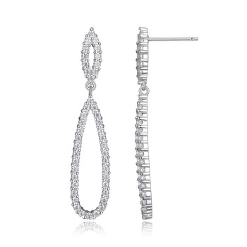 Bông tai Morgan & Paige Rhodium Plated Sterling Silver Open Pear Diamondlite Cz Drop Earrings