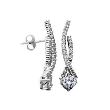 Bông tai Morgan & Paige Rhodium Plated Sterling Silver Pave Set Diamondlite Cz Drop Earring