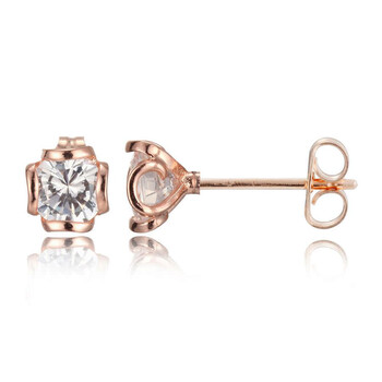 Morgan & Paige Rose Gold Plated Sterling Silver Open Floating Champagne Cz Stud 1 Bông tai Morgan & Paige Rose Gold Plated Sterling Silver Open Floating Champagne Cz Stud