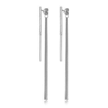 Bông tai Morgan & Paige Rhodium Plated Sterling Silver Diamond Set Elongated Bar Drop Earring