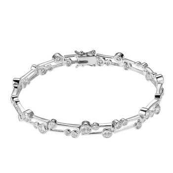 Vòng tay Morgan & Paige Rhodium Plated Sterling Silver Double Layer Fluttering Tennis Bracelet chính hãng