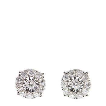 Bông tai J Collection New J Collection Earring 22 Rddi 0.68 Ct 18Kw 2.27 Gm Erclip 0.23 Gm 18Kt White Gold Silver