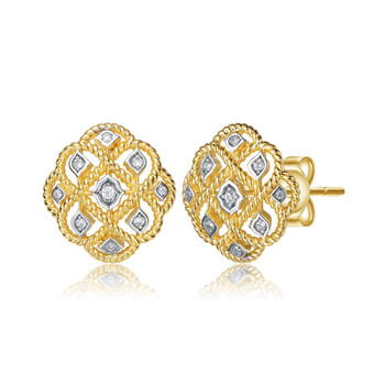 Bông tai Rachel Glauber 14K Gold Plated And Cubic Zirconia Stud Earrings