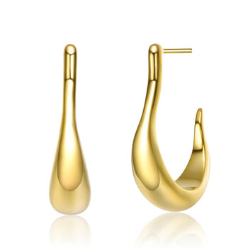 Bông tai Rachel Glauber 14K Gold Plated Assymetrical Open Hoop Earrings