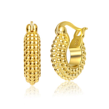 Bông tai Rachel Glauber 14K Gold Plated Bead Hoop Earrings