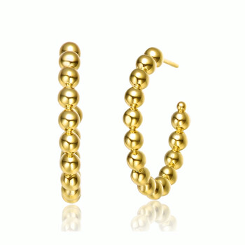 Bông tai Rachel Glauber 14K Gold Plated Bead Open Hoop Earrings