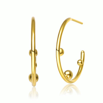 Bông tai Rachel Glauber 14K Gold Plated Beaded Open Hoop Earrings