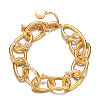Vòng tay Rachel Glauber 14K Gold Plated Cubic Zirconia Chain Bracelet chính hãng