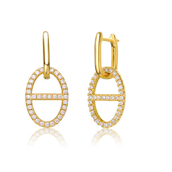 Bông tai Rachel Glauber 14K Gold Plated Cubic Zirconia Dangle Earrings