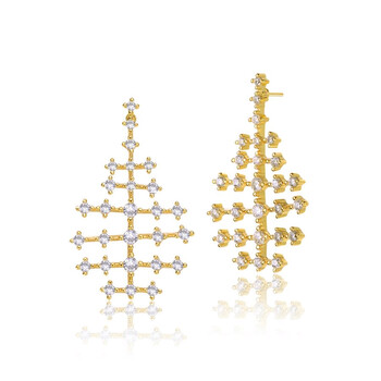 Bông tai Rachel Glauber 14K Gold Plated Cubic Zirconia Drop Earrings
