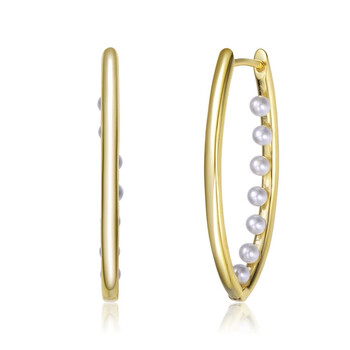 Bông tai Rachel Glauber 14K Gold Plated Pearl Hoop Earrings