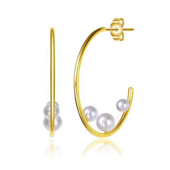 Rachel Glauber 14K Gold Plated Pearl Open Hoop Earrings 2 Bông tai Rachel Glauber 14K Gold Plated Pearl Open Hoop Earrings