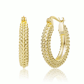 Bông tai Rachel Glauber 14K Gold Plated Ribbed Hoop Earrings