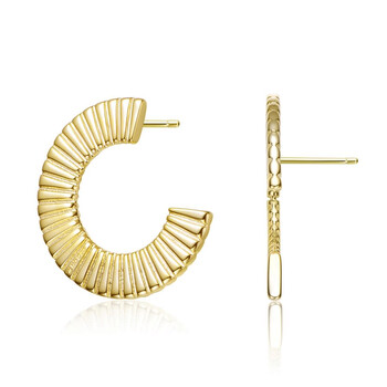 Rachel Glauber 14K Gold Plated Ribbed Open Circle Drop Earrings 2 Bông tai Rachel Glauber 14K Gold Plated Ribbed Open Circle Drop Earrings
