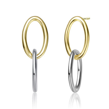 Rachel Glauber 14K Gold Plated Two Tone Oval Drop Earrings 2 Bông tai Rachel Glauber 14K Gold Plated Two Tone Oval Drop Earrings