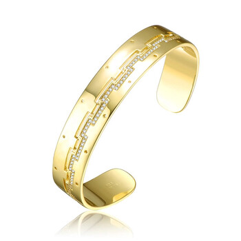Vòng tay Rachel Glauber Gold Plated With Cubic Zirconias Zig-Zag Cuff Bracelet chính hãng