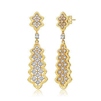 Bông tai Rachel Glauber Rhodium And 14K Gold Plated Cubic Zirconia Dangle Earrings