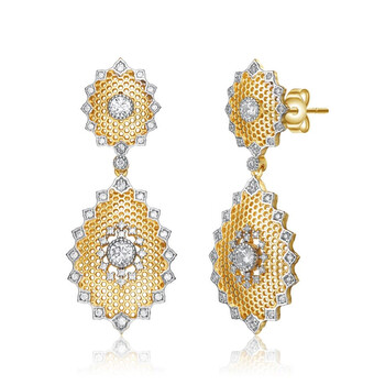 Bông tai Rachel Glauber Rhodium And 14K Gold Plated Cubic Zirconia Drop Earrings