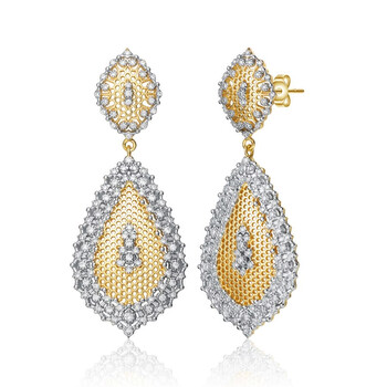 Bông tai Rachel Glauber Rhodium And 14K Gold Plated Cubic Zirconia Drop Earrings