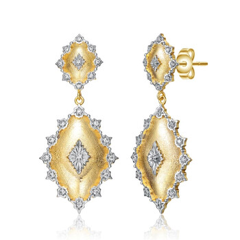 Bông tai Rachel Glauber Rhodium And 14K Gold Plated Cubic Zirconia Drop Earrings