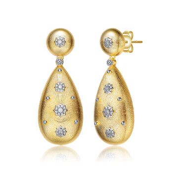 Bông tai Rachel Glauber Rhodium And 14K Gold Plated Cubic Zirconia Drop Earrings