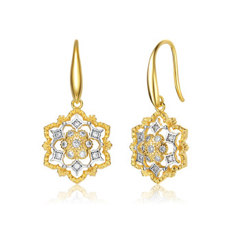 Bông tai Rachel Glauber Rhodium And 14K Gold Plated Cubic Zirconia Hook Earrings