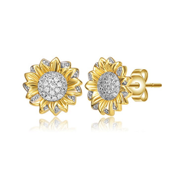Bông tai Rachel Glauber Rhodium And 14K Gold Plated Cubic Zirconia Stud Earrings
