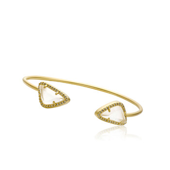 Vòng tay Riccova Sand Stone Satin 14K Gold Plated Snake Bangle Accented With Clear Sand Stone Ends chính hãng