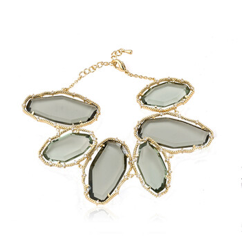 Vòng tay Riccova Sliced Glass 14K Gold Plated Cz Around Large Black Sliced Glass Stone Bracelet chính hãng