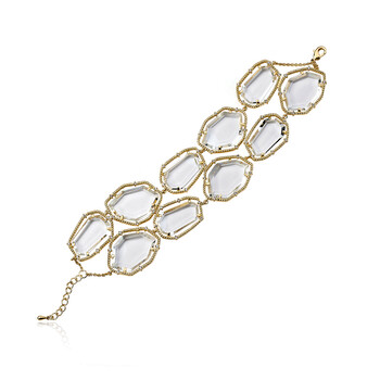 Vòng tay Riccova Sliced Glass Double Strand 14K Gold Plated Cz Around Large Clear Sliced Glass Stones Chain Bracelet chính hãng
