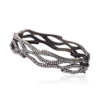 Vòng tay Riccova Harlequin Black Rhodium Crystal Hinged Bangle Bracelet chính hãng