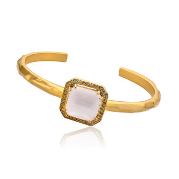 Vòng tay Riccova Arctic Mist Satin Hammered Bangle Accented With Clear Sand Cz Center Stone chính hãng