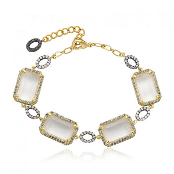 Vòng tay Riccova Sand Stone 14K Gold Plated Cz Detailed Clear Sand Stone Rectangle Station Bracelet chính hãng