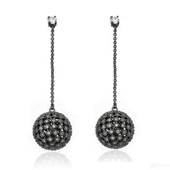 Bông tai Riccova Harlequin Black Rhodium Plated And Large Cubic Zirconia Ball Long Dangle Earring