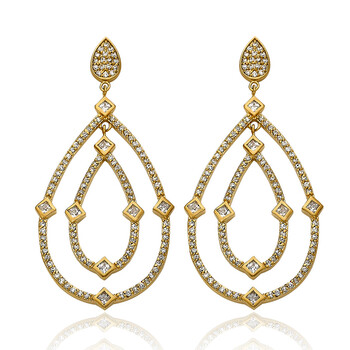 Bông tai Riccova Retro Satin 14K Gold Plated Two Large Open Teardrops Dangle Earring