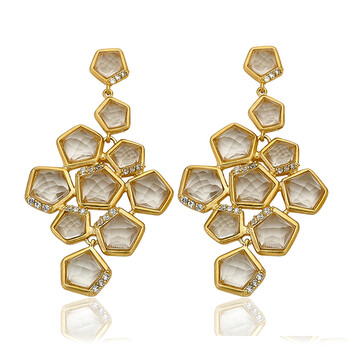 Bông tai Riccova City Lights Gold Plated Cubic Zirconia Accented Clear Faceted Crystal Stones Large Chandelier Dangle Earring