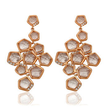 Bông tai Riccova City Lights Rose Gold Plated Cubic Zirconia Accented Clear Faceted Crystal Stones Large Chandelier Dangle Earring