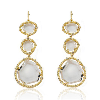 Bông tai Riccova Sliced Glass 14K Gold Plated Cubic Zirconia Trimmed Triple Clear Sliced Glass Teardrop Dangle Earring