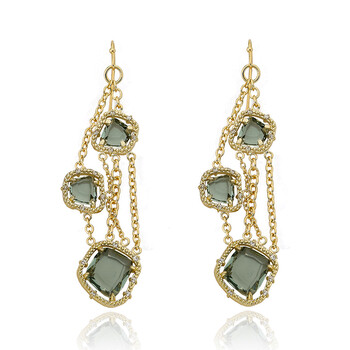 Bông tai Riccova Sliced Glass 14K Gold Plated Black Sliced Glass On Chains Dangle Earring