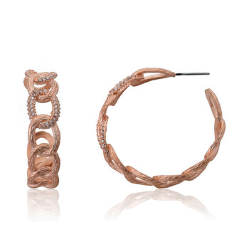 Bông tai Riccova Links Satin Rose Gold Plated Links & Cz Links Large Hoop Earring