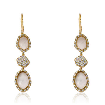 Bông tai Riccova City Lights 14K Gold Plated Cz & Faceted Glass Dangle Leverback Earring