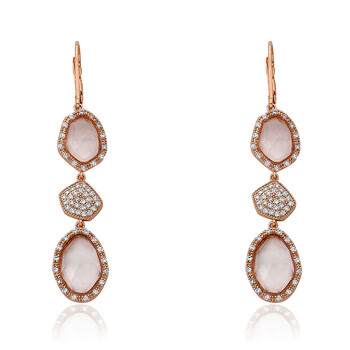 Bông tai Riccova City Lights Rose Gold Plated Cz & Faceted Glass Dangle Leverback Earring
