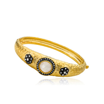 Vòng tay Riccova Cosmopolitan Gold Tone/ Blk Rhodium Crystal W/ Flower Accent Hinged Bangle Bracelet Goldtone Size: Small chính hãng