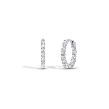 Bông tai Roberto Coin White Gold Inside Out Diamond Hoop Earrings .75Ctw