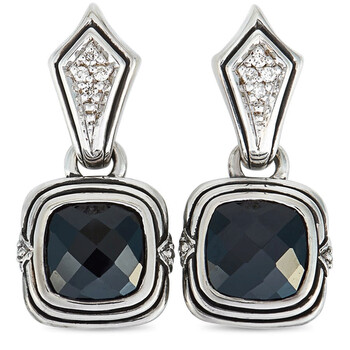 Bông tai Scott Kay Sterling Silver 0.1Ct Diamond Drop Onyx Earrings E1218Spaods