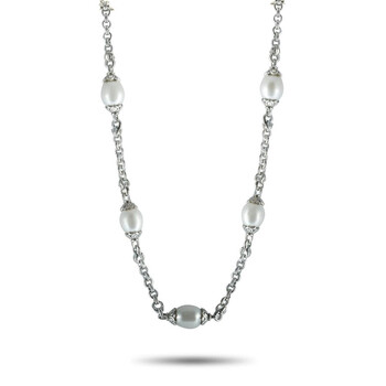 Vòng tay Scott Kay Sterling Silver And Pearls Signature Link Bracelet N1714Spbpl17 chính hãng